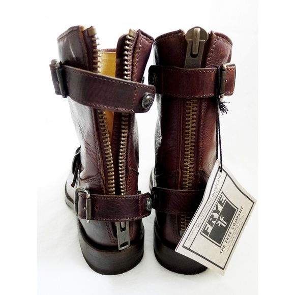 FRYE VERONICA BACK ZIP SHORT Brown Antique Leather - Picture 6 of 8